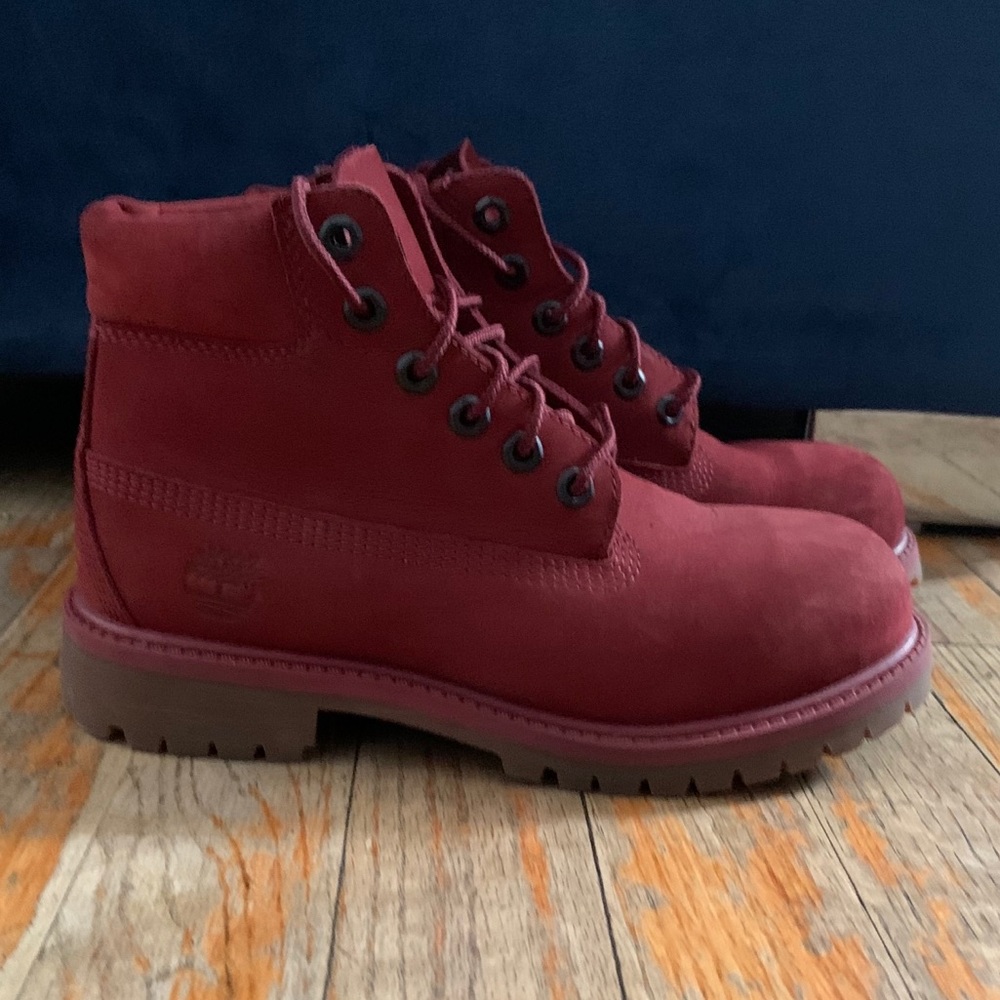 Kids timberland burgundy boots